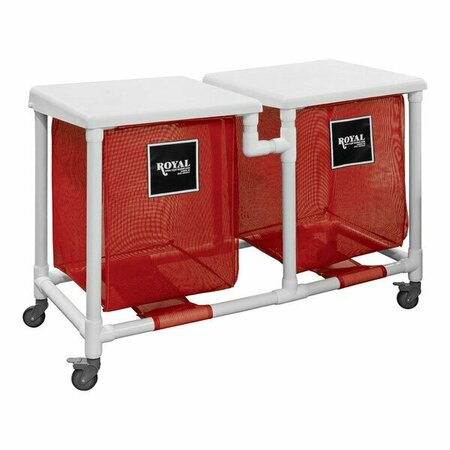 ROYAL BASKET TRUCKS 24 Gallon Red Double Compartment PVC Hamper R24-RRX-H2N-3ULN 50AR24RRXH2N3ULN